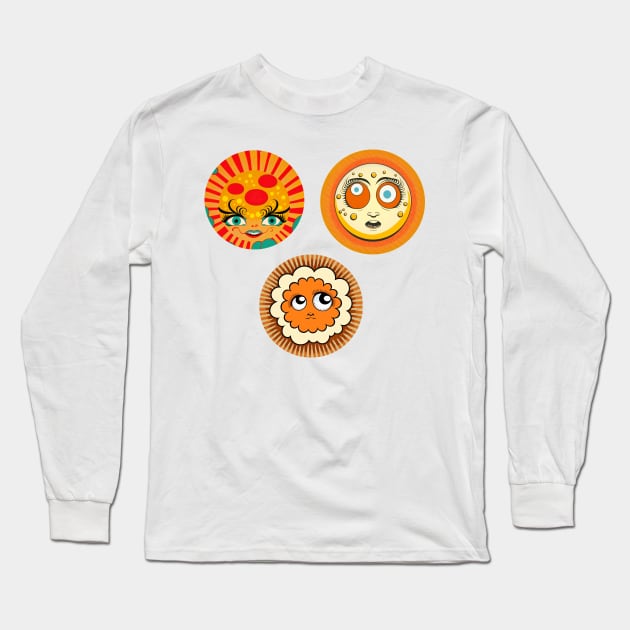 Crazy Sun Moon and Cloud Collection Long Sleeve T-Shirt by TheJadeCat